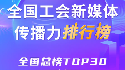 10月全國工會新媒體傳播力總榜TOP30揭曉