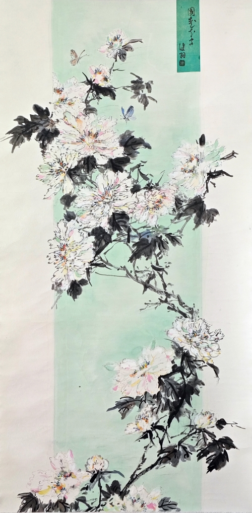 6-王建羽-山東能源集團有限公司-國畫-國盛花安-138X68cm-(外框193x77)
