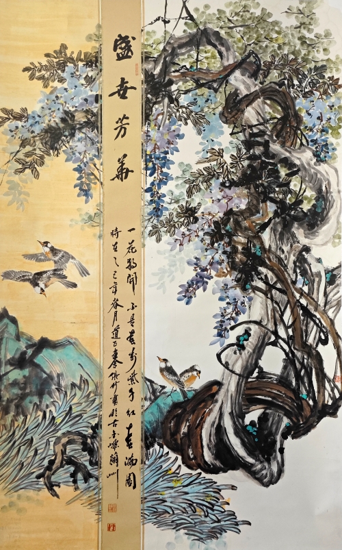 25-張妙璽-中國石油天然氣股份有限公司-國畫-盛世芳華-180X108cm(外框235x108)