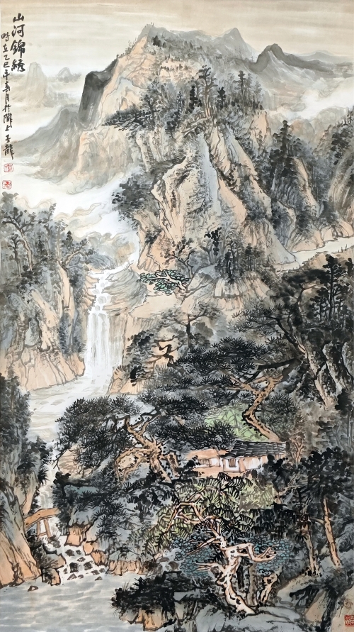 40-賀潤學-中國石油天然氣股份有限公司-國畫-山河錦繡-180X95cm(外框234x107)