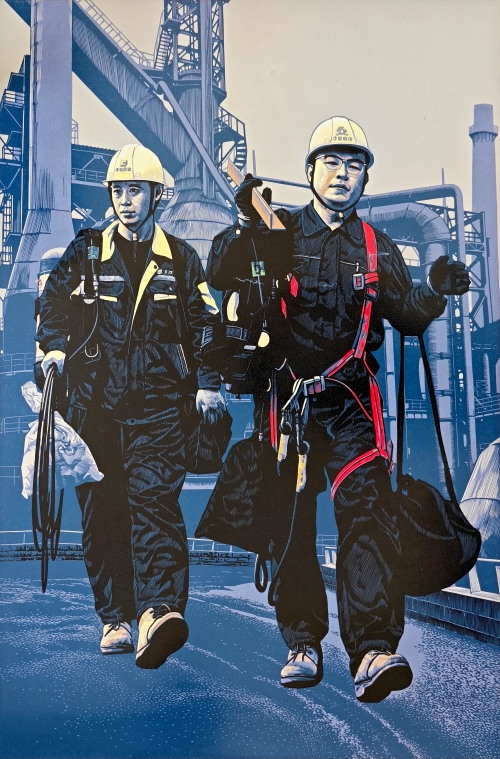 77-李鵬-中國石油天然氣集團有限公司-勞動者-版畫-105×70cm-外框尺寸126x86cm