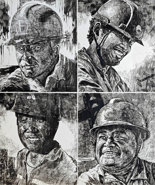 83-張勇-中國石油化工股份有限公司-英雄譜-版畫-70×60--外框尺寸-