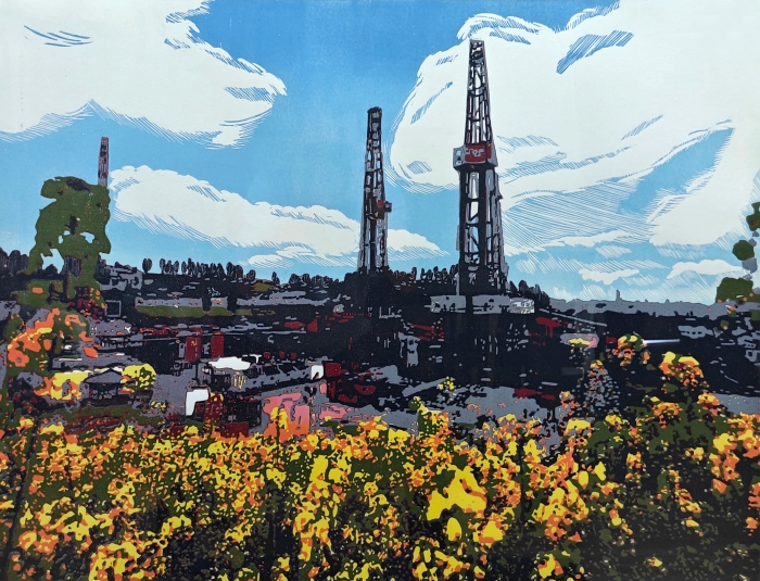 74-劉秀華-中國石油天然氣股份有限公司-版畫-春天的故事-61X90cm-外框尺寸105X78cm