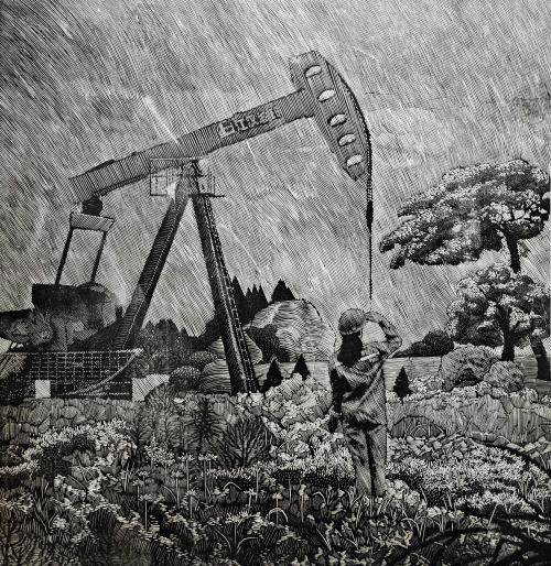 82-余美麟-中國石油化工集團有限公司-守望-版畫-80×77cm