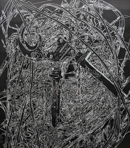 92-唐文杰-中國石油化工集團有限公司-版畫-痕·工地之景-108X89cm-外框尺寸116X106cm