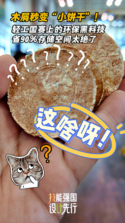 木屑秒變“小餅干”！輕工國賽上的環保黑科技，省90%空間太絕了